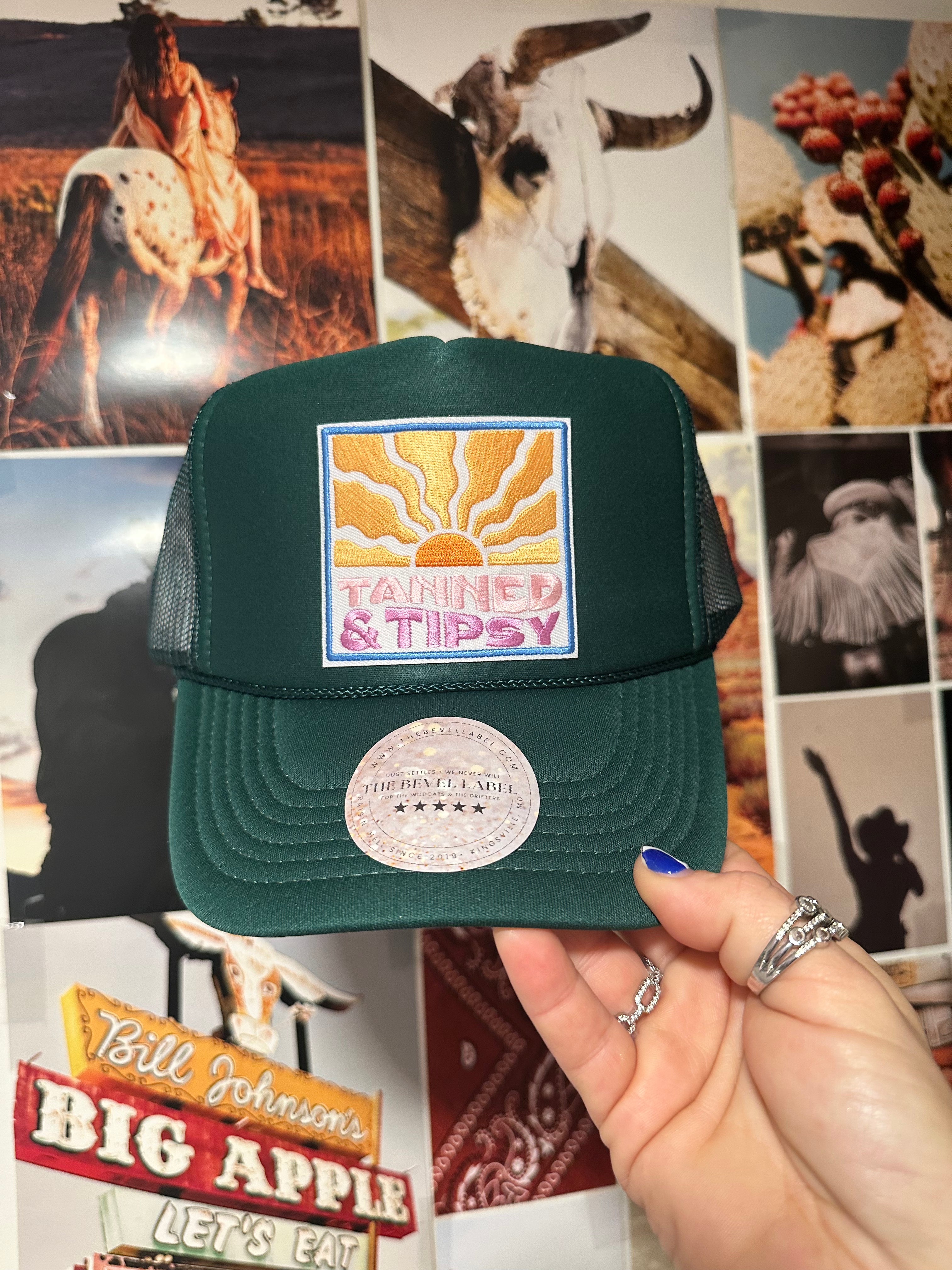Tanned & Tipsy Trucker Hat Gold Tanned And Tipsy Pink Trucker Hat - Shop Kendry  main image 2