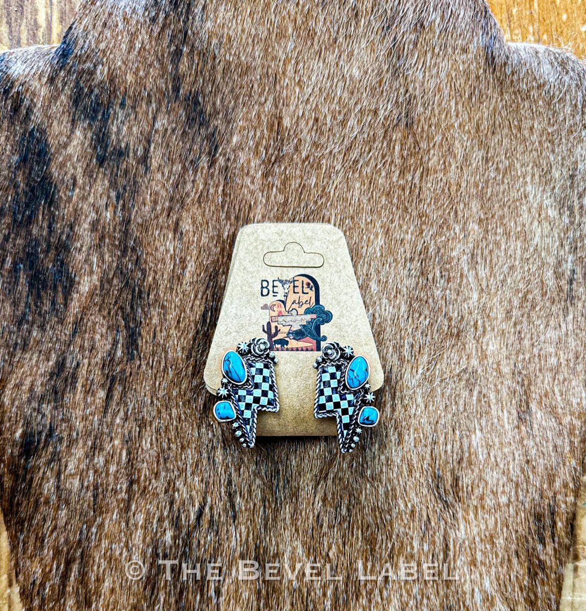 Checkered Bolt Western Earrings | jewerly | Checkered Bolt Western Earrings