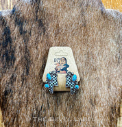 Checkered Bolt Western Earrings | jewerly | Checkered Bolt Western Earrings