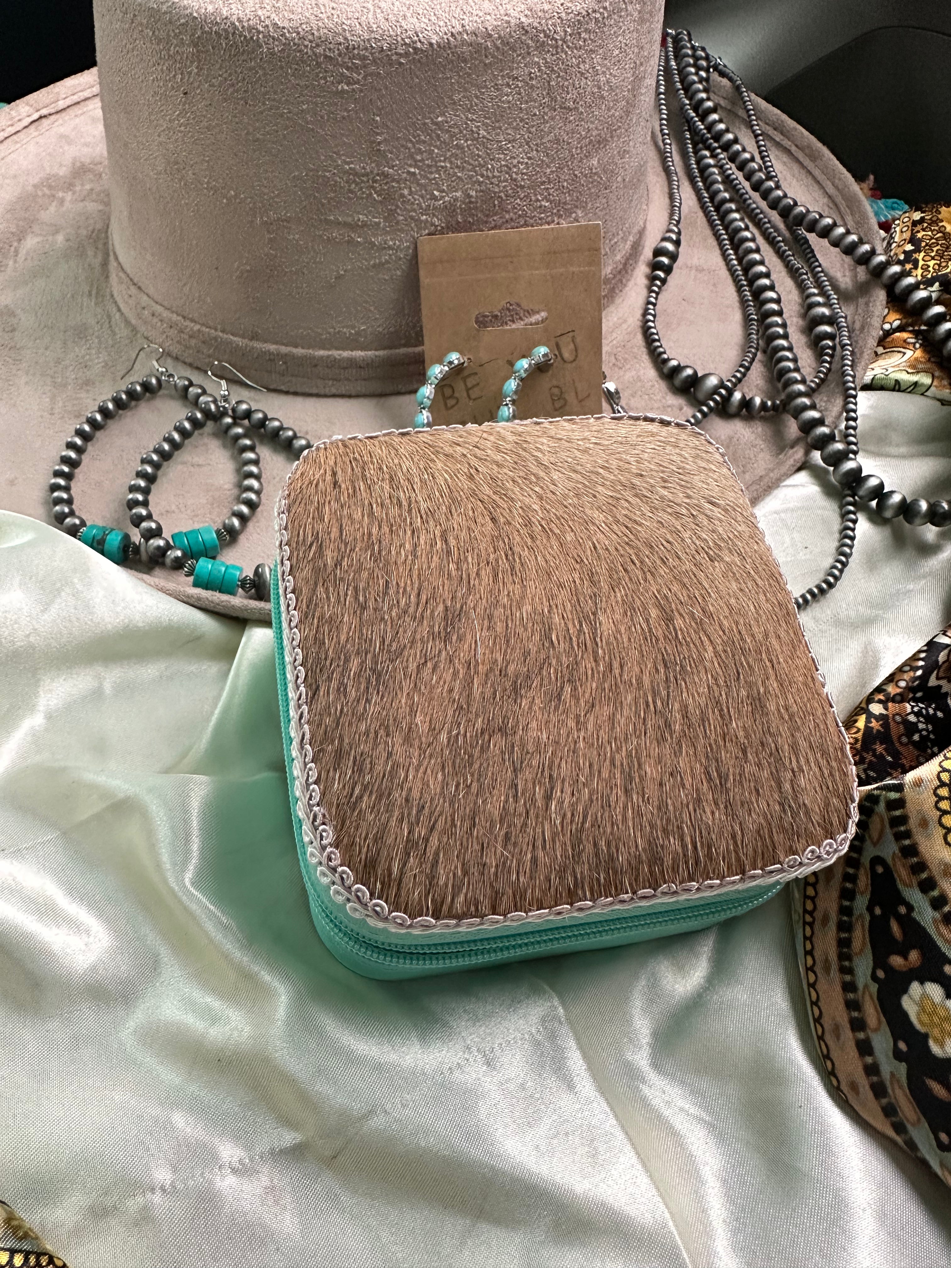 Cowhide Jewelry Organizer Travel Case | jewelry holder | Cowhide Jewelry Organizer Travel Case - Western Boho Chic Boutique