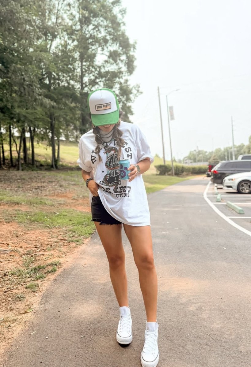 Stay Rowdy Patched Trucker Hat | trucker hat | Stay Rowdy Patched Trucker Hat