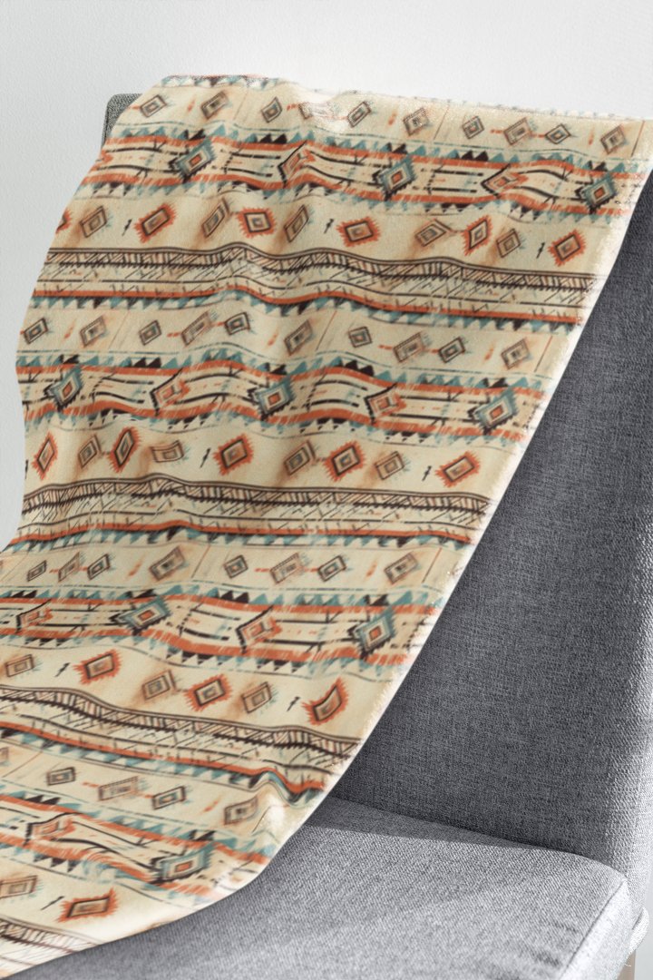 Tribes Velveteen Plush Blanket, Cozy Home Decor, Perfect for Snuggling, Rustic Gift, Bohemian Style | blanket |