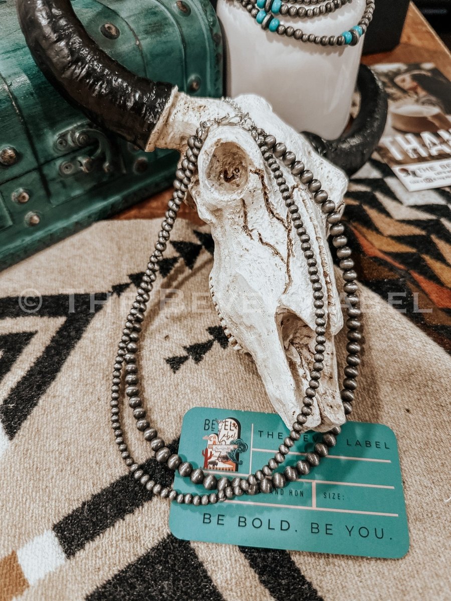 Western Pearl Layered Mini Necklace | necklace | Western Pearl 2 Layered Shorty Cowgirl Necklace for Women, Daily Wear and Casual Navajo Inspired Necklace