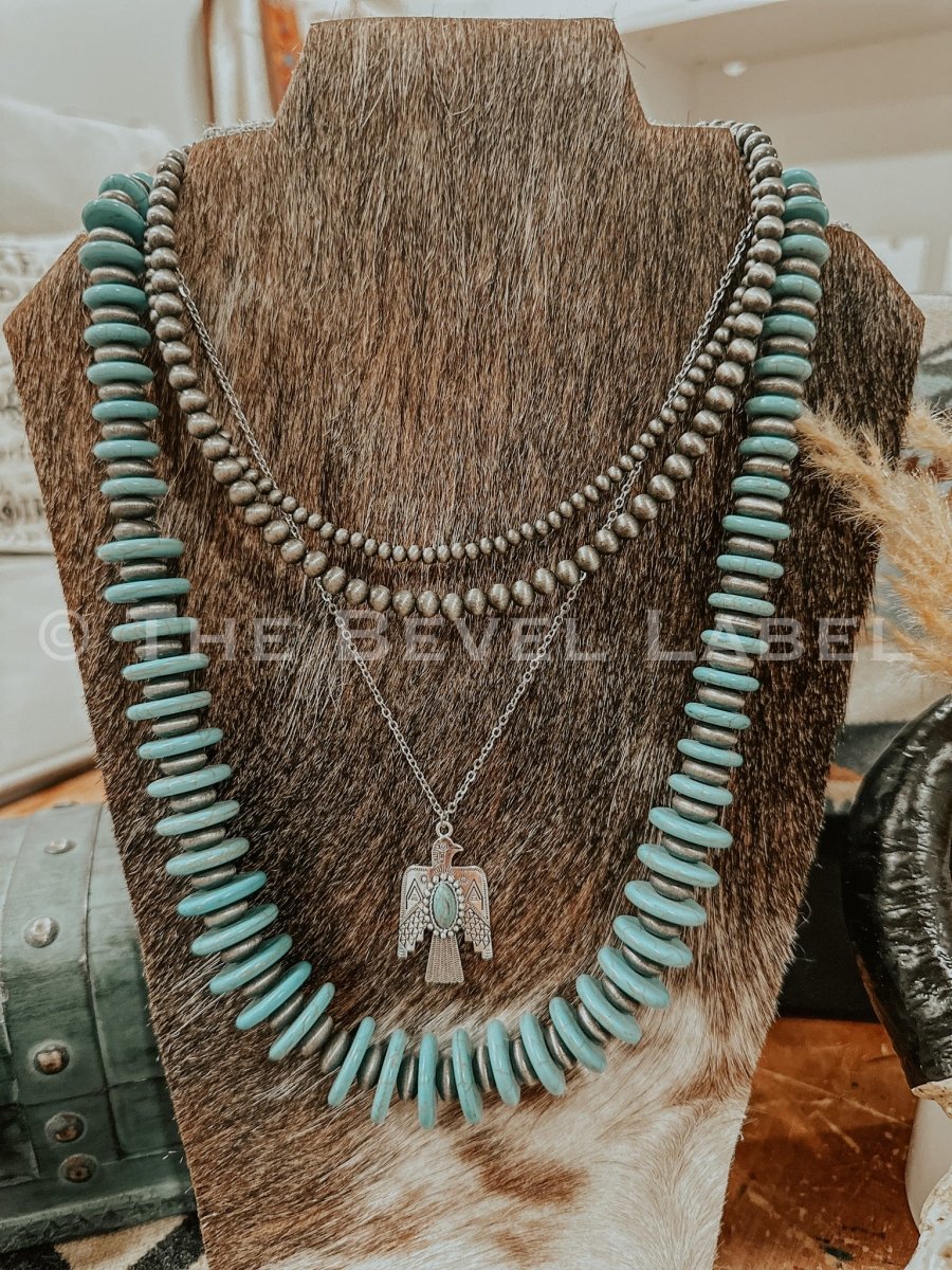 Western Pearl Layered Mini Necklace | necklace | Western Pearl 2 Layered Shorty Cowgirl Necklace for Women, Daily Wear and Casual Navajo Inspired Necklace
