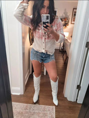 Aldean's Denim Rhinestone Shorts | denim shorts |