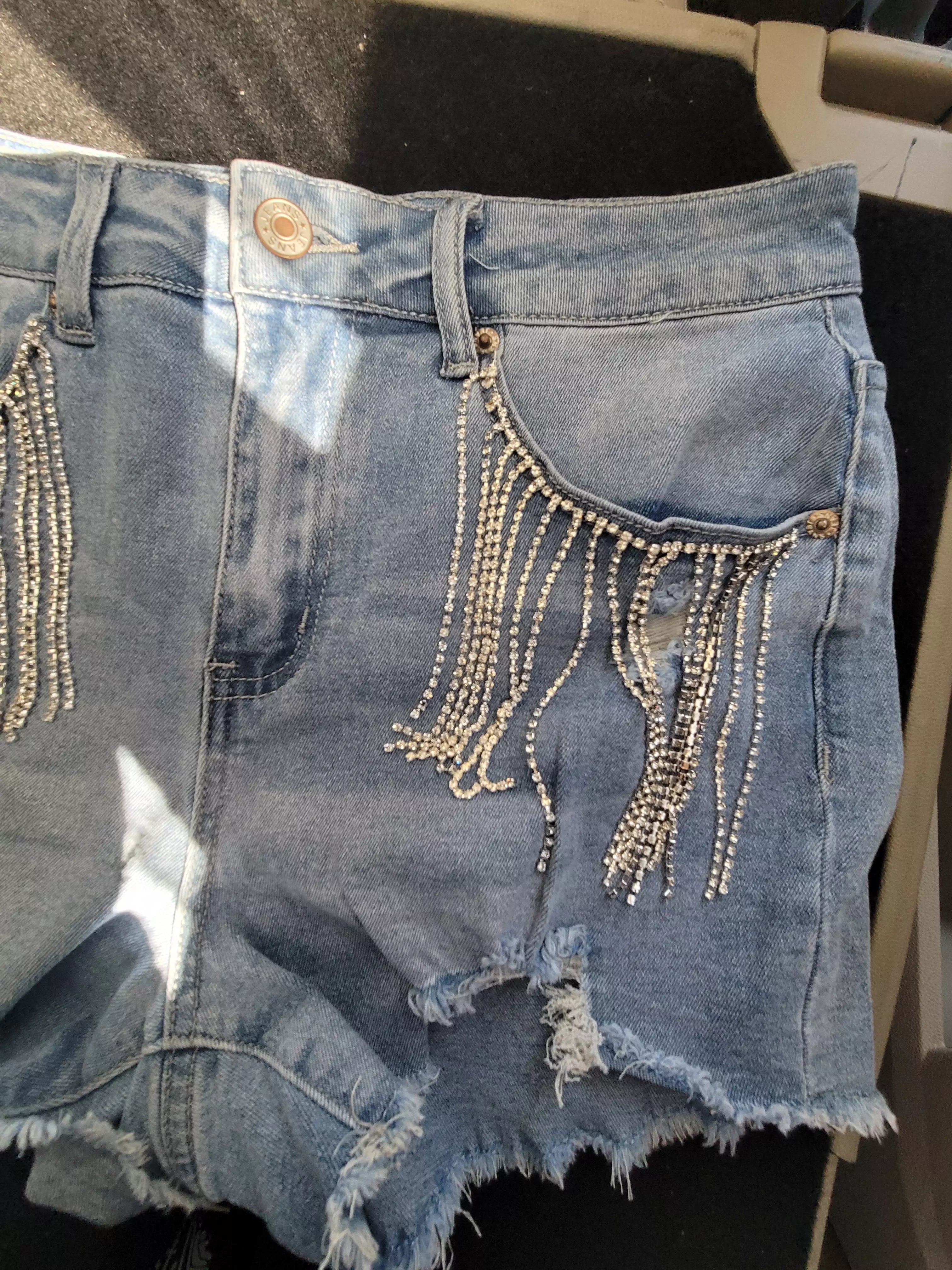 Aldean's Denim Rhinestone Shorts | denim shorts |