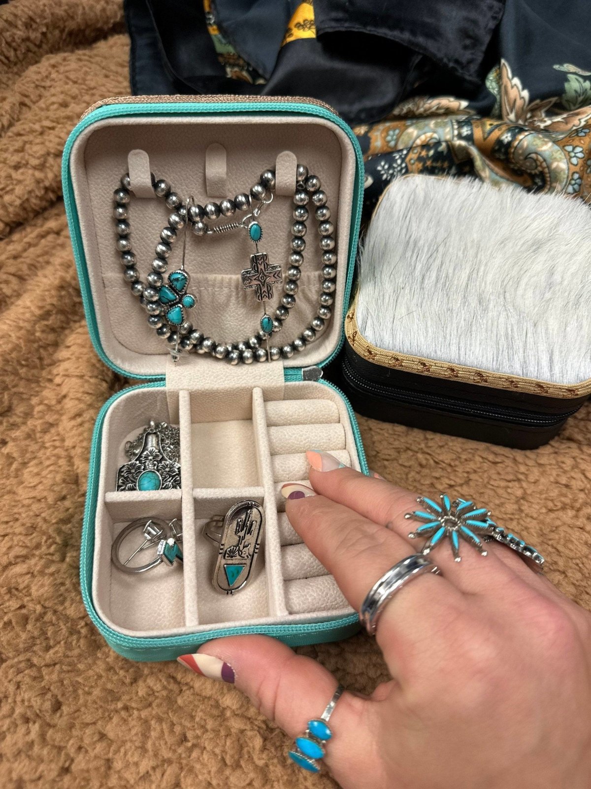 Cowhide Jewelry Organizer Travel Case | jewelry holder | Cowhide Jewelry Organizer Travel Case - Western Boho Chic Boutique