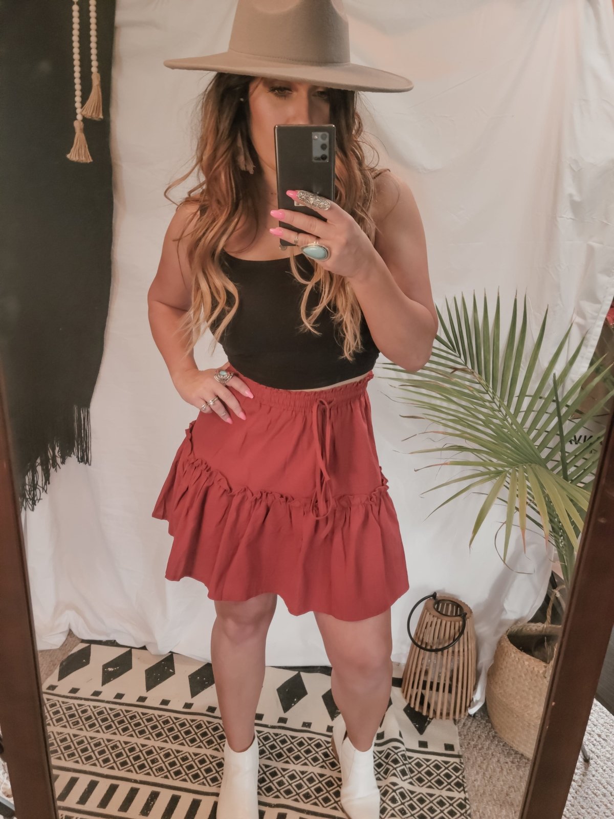Don't Tempt Me Red Ruffle Skirt | Skirts | Don't Tempt Me Red Ruffle Skirt - Western Boho Chic Boutique