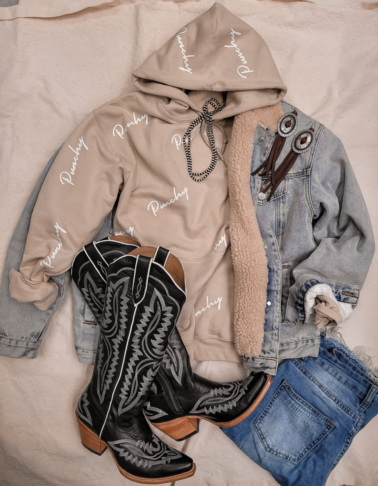 Tan Western Punchy Hoodie | HOODIE | Punchy Hoodie - Western Boho Chic Boutique