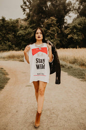 White Stay Wild T-Shirt Tee Dress | Shirts & Tops | Stay Wild T-Shirt Dress - Bevel Label Bohemian Boutique - Western Boho Chic Boutique