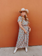 Turquoise Floral Maxi Dress | Dresses | Turquoise Floral Maxi Dress - Western Boho Chic Boutique
