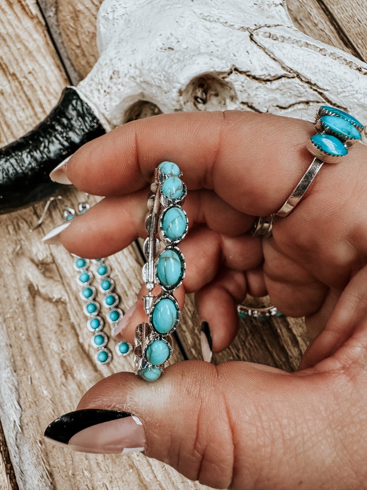 Western Turquoise Hoop Earrings | jewerly |
