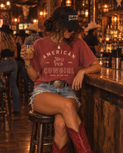 American Cowgirl T-shirt | Retro Winged Horse Western Graphic | American Cowgirl Shirt | Western Graphic Tee | Cowgirl T-Shirt | Rodeo Country Western Tee | Vintage Cowgirl Top
