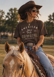 American Cowgirl T-shirt | Retro Winged Horse Western Graphic | American Cowgirl Shirt | Western Graphic Tee | Cowgirl T-Shirt | Rodeo Country Western Tee | Vintage Cowgirl Top