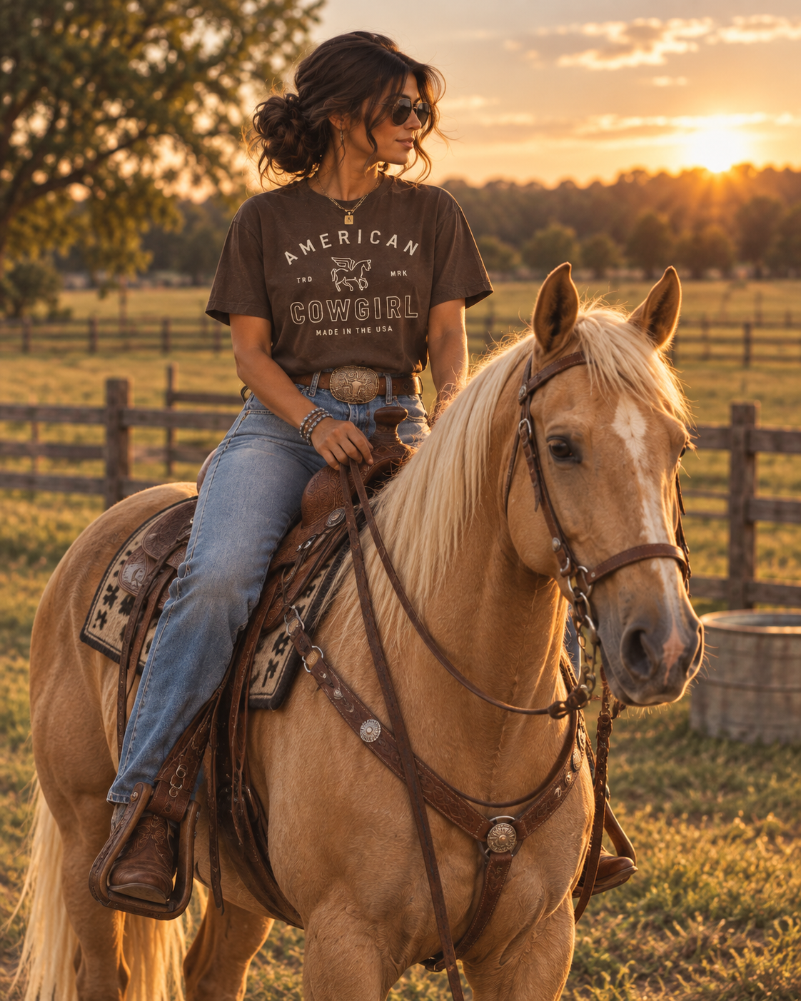 American Cowgirl T-shirt | Retro Winged Horse Western Graphic | American Cowgirl Shirt | Western Graphic Tee | Cowgirl T-Shirt | Rodeo Country Western Tee | Vintage Cowgirl Top