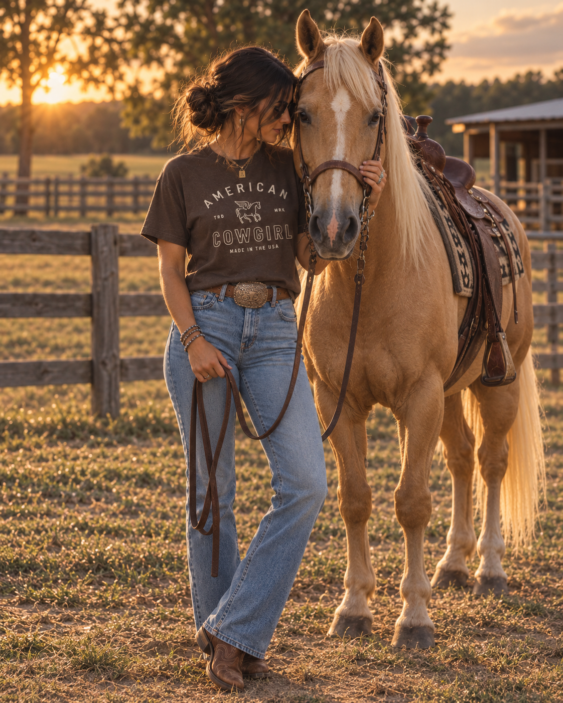 American Cowgirl T-shirt | Retro Winged Horse Western Graphic | American Cowgirl Shirt | Western Graphic Tee | Cowgirl T-Shirt | Rodeo Country Western Tee | Vintage Cowgirl Top