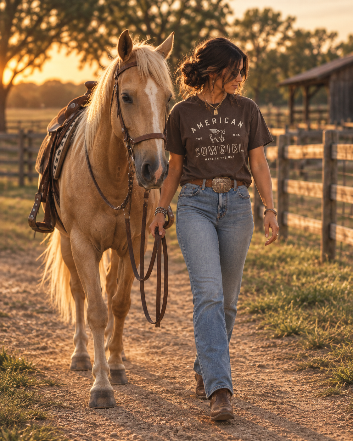American Cowgirl T-shirt | Retro Winged Horse Western Graphic | American Cowgirl Shirt | Western Graphic Tee | Cowgirl T-Shirt | Rodeo Country Western Tee | Vintage Cowgirl Top