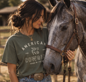 American Cowgirl T-shirt | Retro Winged Horse Western Graphic | American Cowgirl Shirt | Western Graphic Tee | Cowgirl T-Shirt | Rodeo Country Western Tee | Vintage Cowgirl Top