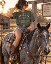 American Cowgirl T-shirt | Retro Winged Horse Western Graphic | American Cowgirl Shirt | Western Graphic Tee | Cowgirl T-Shirt | Rodeo Country Western Tee | Vintage Cowgirl Top