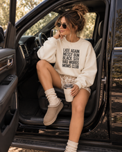 Late Again Messy Bun Moms Club Sweatshirt