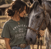 American Cowgirl T-shirt | Retro Winged Horse Western Graphic | American Cowgirl Shirt | Western Graphic Tee | Cowgirl T-Shirt | Rodeo Country Western Tee | Vintage Cowgirl Top - T-Shirt