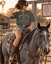 American Cowgirl T-shirt | Retro Winged Horse Western Graphic | American Cowgirl Shirt | Western Graphic Tee | Cowgirl T-Shirt | Rodeo Country Western Tee | Vintage Cowgirl Top - T-Shirt