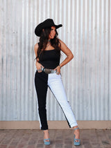 Black and White Poison Patchwork Jeans