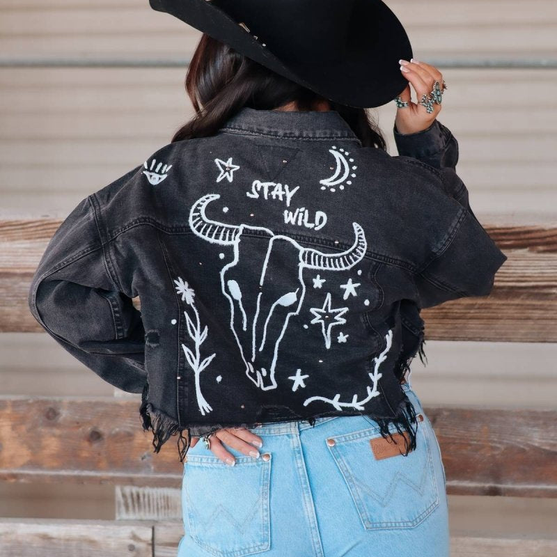 Black Stay Wild Denim Jacket | jacket |