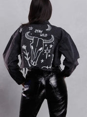 Black Stay Wild Denim Jacket | jacket |