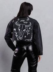 Black Stay Wild Denim Jacket - jacket