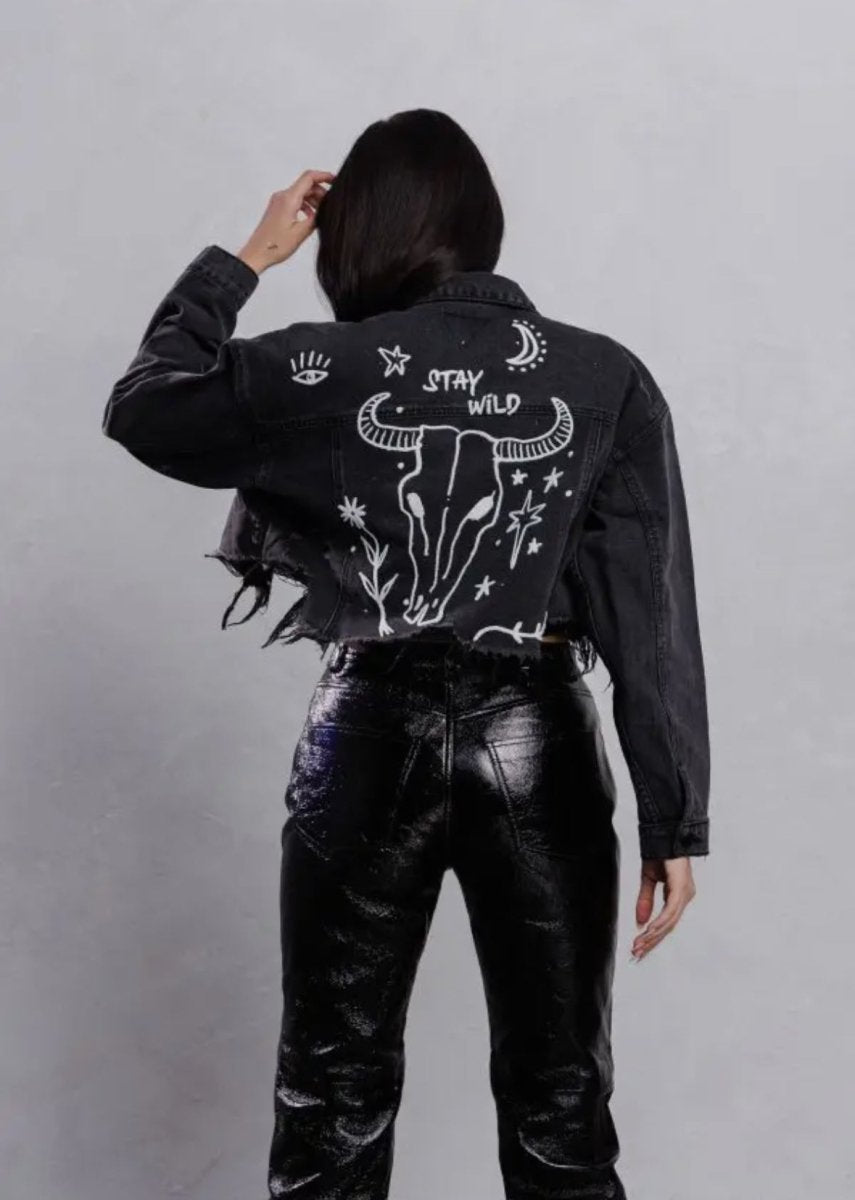 Black Stay Wild Denim Jacket - jacket