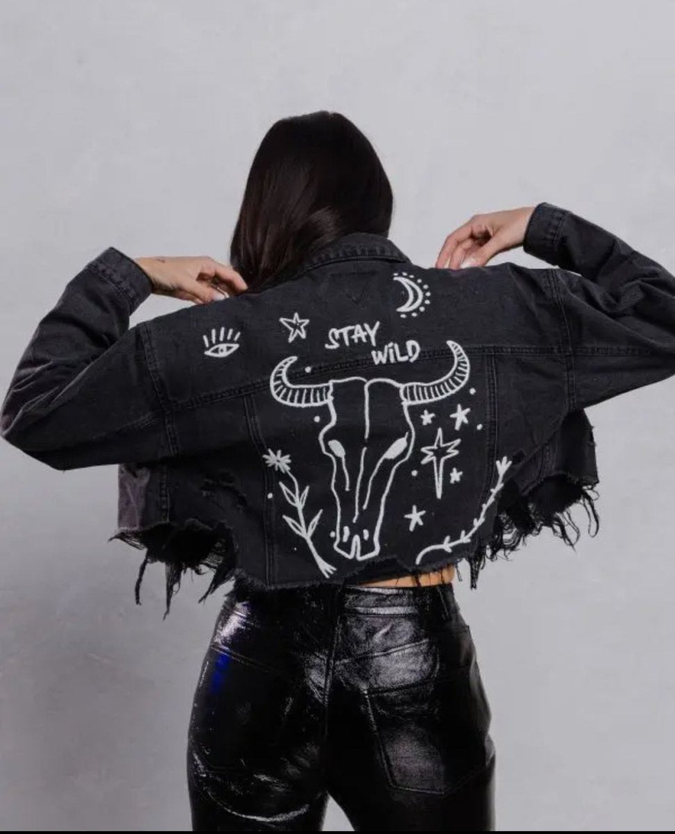 Black Stay Wild Denim Jacket | jacket |