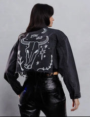 Black Stay Wild Denim Jacket - jacket