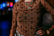 Brown Aztec Steer Sheer Top | Shirts & Tops |