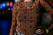 Brown Aztec Steer Sheer Top | Shirts & Tops |