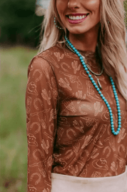 Brown Desert Cowgirl Sheer Top | Shirts & Tops | Brown Desert Cowgirl Sheer Top