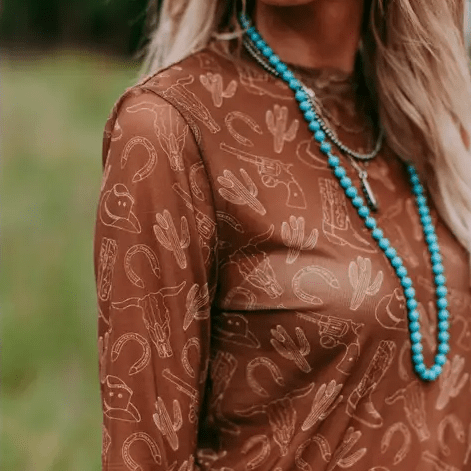 Brown Desert Cowgirl Sheer Top | Shirts & Tops | Brown Desert Cowgirl Sheer Top