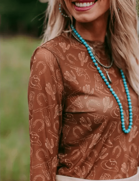 Brown Desert Cowgirl Sheer Top | Shirts & Tops | Brown Desert Cowgirl Sheer Top