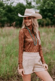 Brown Desert Cowgirl Sheer Top | Shirts & Tops | Brown Desert Cowgirl Sheer Top