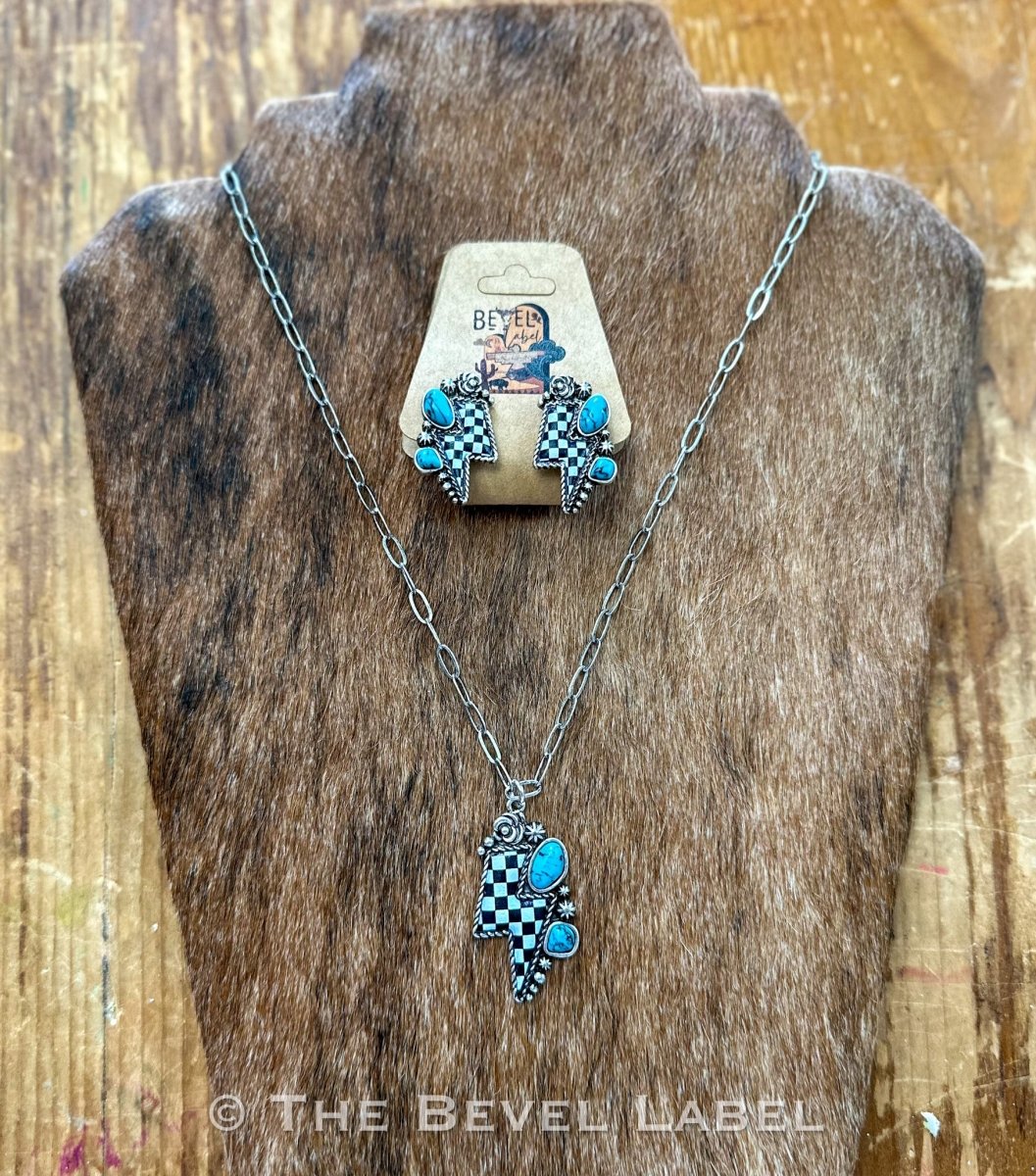 Checkered Bolt Western Earrings | jewerly | Checkered Bolt Western Earrings