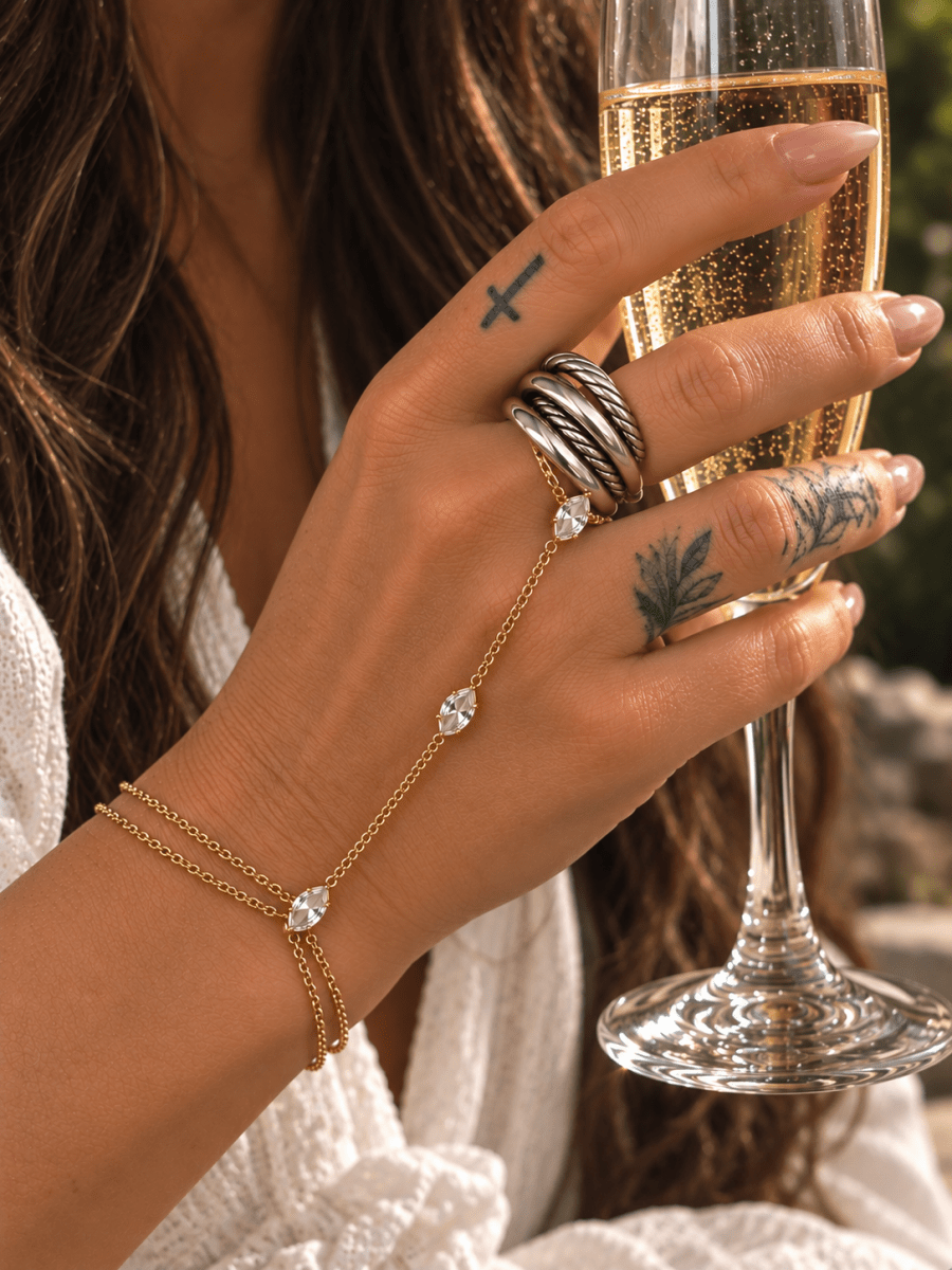 Crystal Hand Chain Bracelet | Gold or Silver Finger Ring Bracelet Wristlet | bracelet | Crystal Hand Chain Bracelet | Gold or Silver Finger Ring Bracelet Wristlet