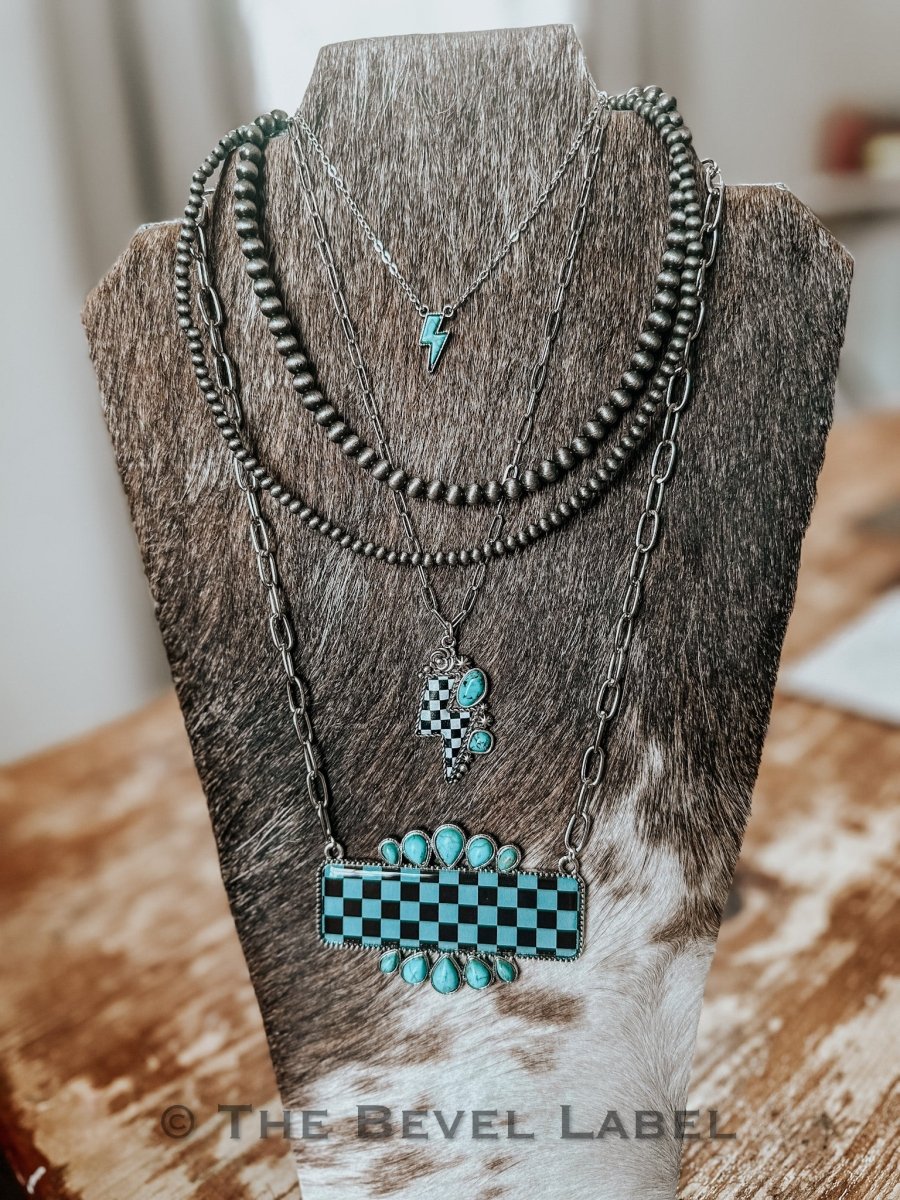 Elijah Checkered Pendant Necklace | necklace | Elijah Checkered Pendant Necklace
