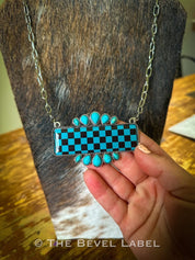 Elijah Checkered Pendant Necklace | necklace | Elijah Checkered Pendant Necklace