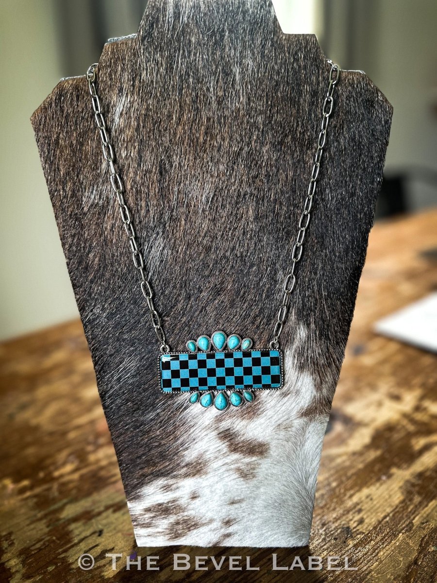 Elijah Checkered Pendant Necklace | necklace | Elijah Checkered Pendant Necklace