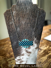Elijah Checkered Pendant Necklace | necklace | Elijah Checkered Pendant Necklace