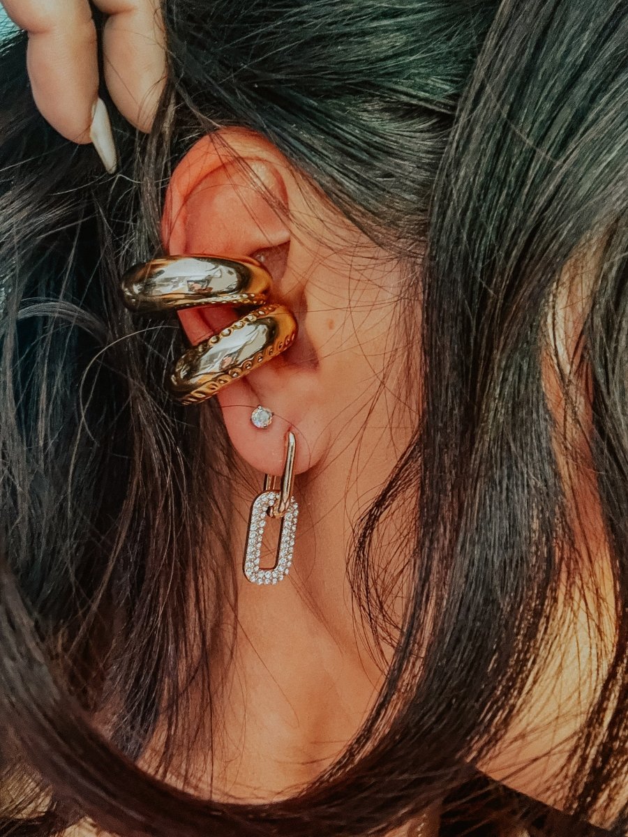 Gold Link Drop Earrings – Crystal Chain Statement | jewerly | Gold Link Drop Earrings – Crystal Chain Statement