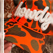Howdy Patch Trucker Hat | Hunter Orange Camo - trucker hat