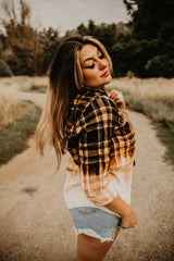 Joselynn Yellow Vintage and Distressed Bleached Ladies Flannel