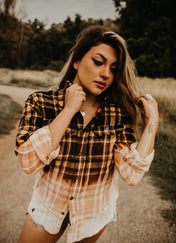 Joselynn Yellow Vintage and Distressed Bleached Ladies Flannel | FLANNEL | Joselynn Yellow Vintage and Distressed Bleached Ladies Flannel - Western Boho Chic Boutique
