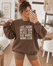 Late Again Messy Bun Moms Club Sweatshirt | Sweatshirt | Late Again Messy Bun Moms Club Sweatshirt